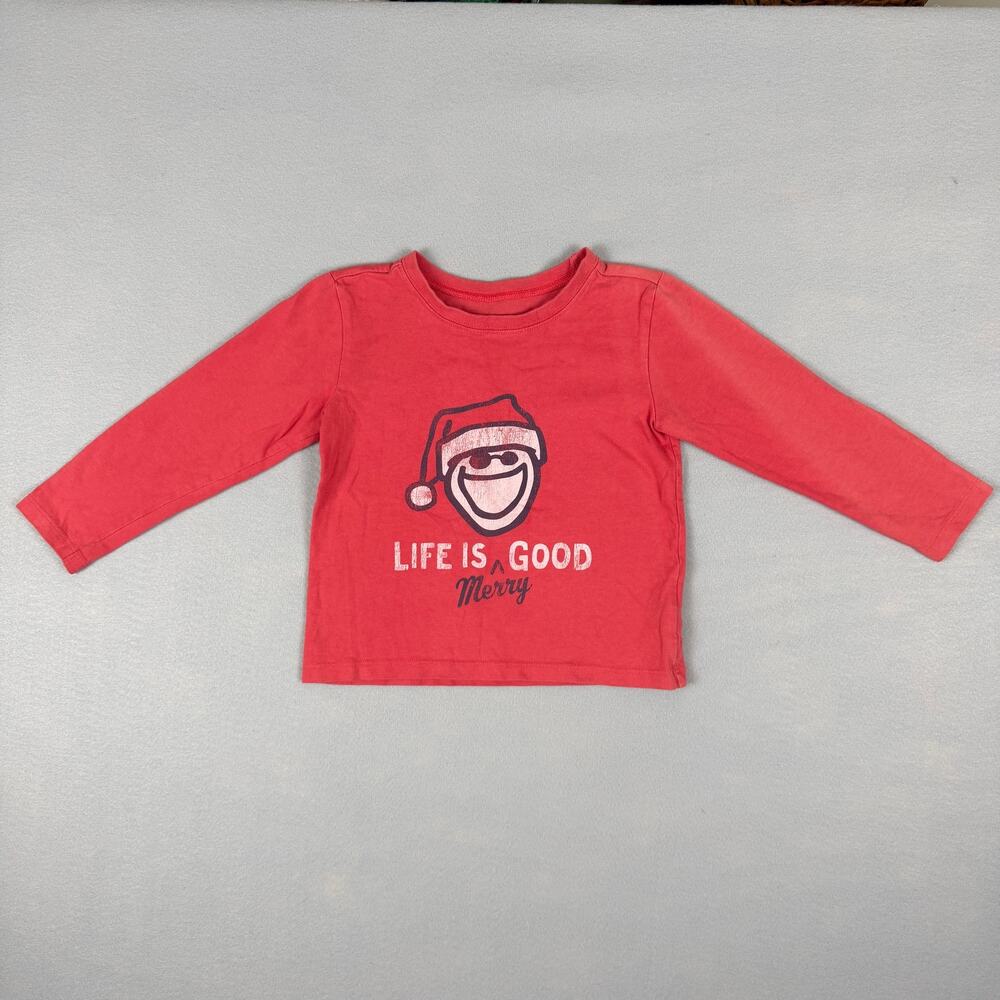 Life Is Good Kids Life Is Merry Good Santa Holiday Long Sleeve Shirt 4T Red